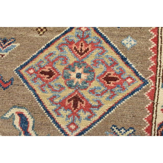 Kazak Rug 3’11” X 5’10” Brown Wool Tribal Hand-Knotted Oriental Carpet For Sale - Image 4 of 12