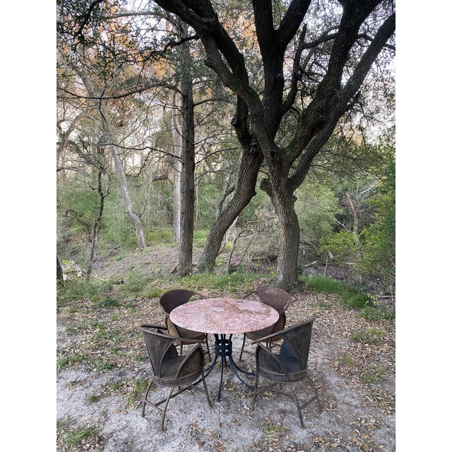 Marble + Iron Cleo Baldon-Style Dining Table + 5 French Bistro Chairs For Sale - Image 16 of 17