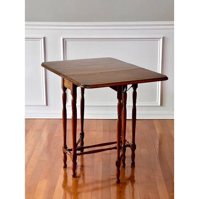 Antique English Walnut Gate Leg Occasional Table, Rectangular, 1920s For Sale - Image 4 of 16
