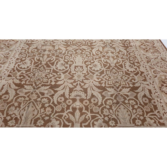 Textile 19th Century Indian Amritsar Botanic Brown Handwoven Wool Rug For Sale - Image 7 of 8