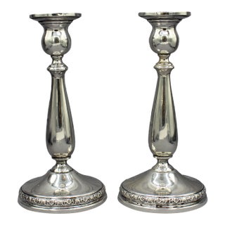 Pair of 7.5" Sterling Silver Weighted Prelude Candlesticks by International For Sale