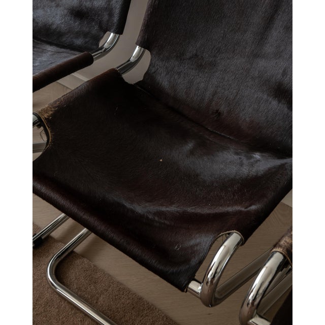 Italian Chrome and Cowhide Cantilever Dining Chairs, 1970s, Set of 4 For Sale - Image 14 of 18