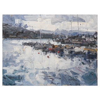 Harbour Scene, 1991, Oil on Canvas For Sale