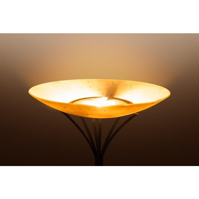 Copper Rare Mid-Century Modern Rustic Hand-Forged Twisted Metal Torchiere Floor Lamp Attributed to Robert Sonneman for George Kovacs, Usa, C. 1990 For Sale - Image 8 of 14