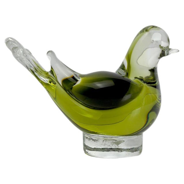 Chartreuse Green Murano Glass Dove Sculpture from Seguso Vetri Darte, 1960s For Sale - Image 10 of 10