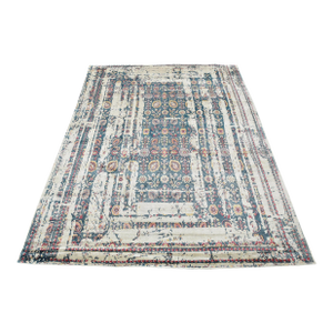 Modern Oriental Rug 8’2” X 9’11” Printed Blue Viscose Hand-Loomed Carpet