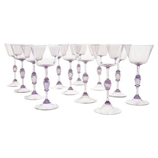Cyclamen Murano Wine Glass from Cenedese, 1950s, Set of 12 For Sale