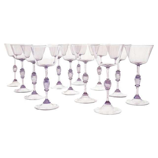 Cyclamen Murano Wine Glass from Cenedese, 1950s, Set of 12 For Sale