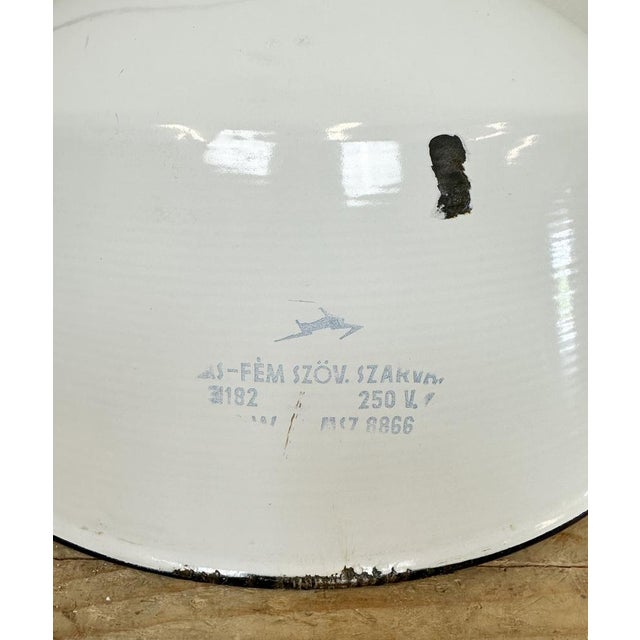 Industrial White Enamel and Cast Iron Pendant Light, 1960s For Sale - Image 12 of 17
