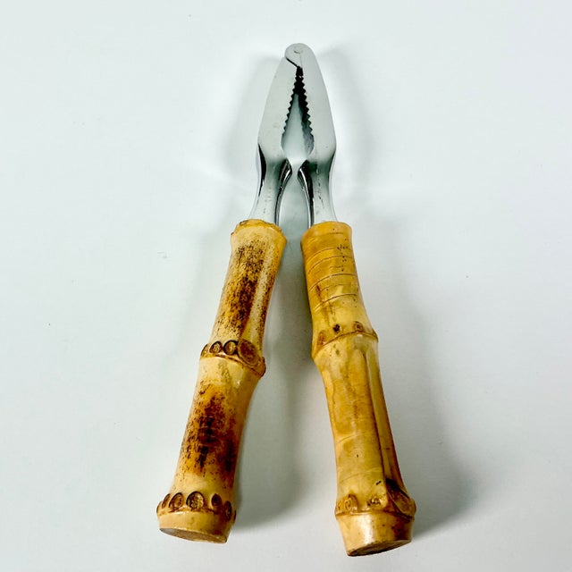 1970s Vintage Hollywood Regency Coastal Boho Chic Bamboo Handle Nutcracker For Sale - Image 9 of 10