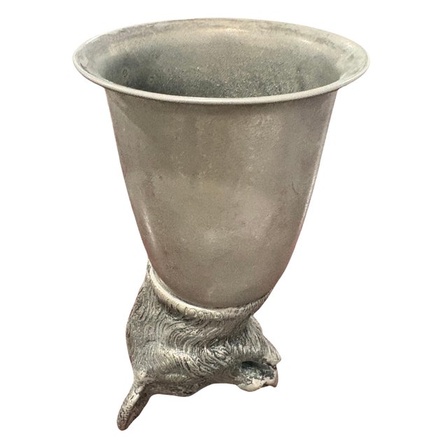 Vintage Gucci figural stirrup cup featuring a highly detailed wild boar head with an expressive open mouth, prominent...