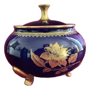 1980s Kobalt Echt Cobalt Porcelain and 22 K Gold Paint Covered Container Germany