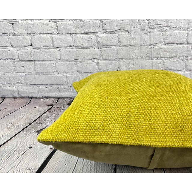 20 x 20 Hemp Pillow Turkish Cushion Natural Green Pillow Cushion Cover For Sale - Image 4 of 4