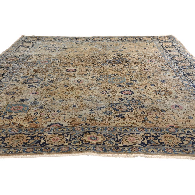 Rustic Antique Persian Tabriz Rug - 07'04 X 09'10 For Sale - Image 3 of 9
