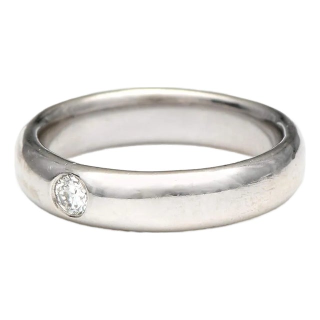 Platinum Diamond(0.10) 5mm Band Ring, size 6.5 For Sale