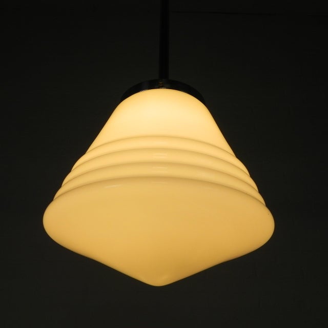 Art Deco Pendant Lamp with Opaline Glass Shade, 1930s For Sale - Image 6 of 15