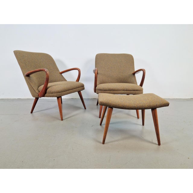 Mid-Century Armchairs and Ottoman in Teak, 1960s, Set of 3 For Sale - Image 9 of 15