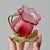 Victorian Thomas Webb Victorian Cranberry Glass Flower Salt Cellar Pair – English Antique Glass With Metal Mounts For Sale - Image 3 of 11