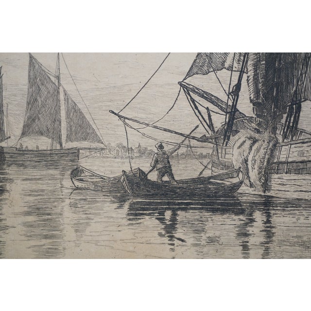Antique Charles Frederick Mielatz Signed Maritime Sailboat Seascape Etching 28" For Sale - Image 11 of 11