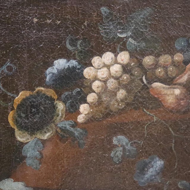 Still Life with Flowers and Fruits, 1700s, Oil on Canvas For Sale - Image 3 of 12