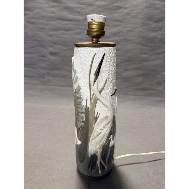 Porcelain Table Lamp with Heron Motifs, 1965 For Sale - Image 6 of 10