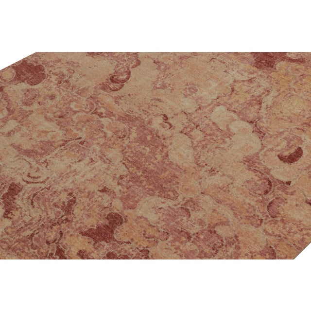 2010s Distressed Style Modern Rug in Red & Gold Abstract Pattern by Rug & Kilim For Sale - Image 5 of 6