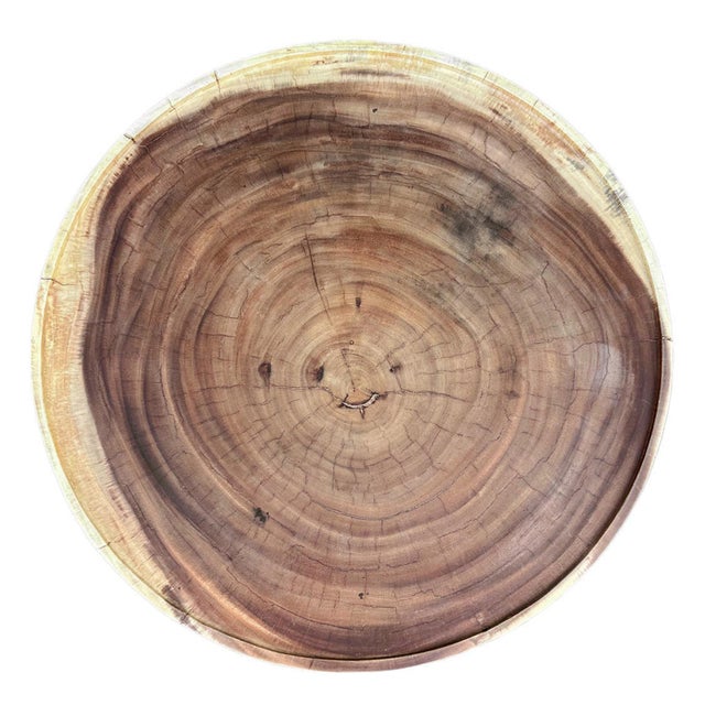 Contemporary Raw Acacia Low Round Coffee Table For Sale - Image 3 of 5