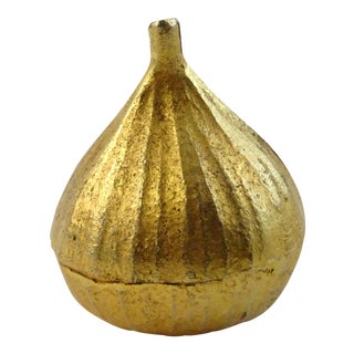 Vintage Gold Fig Pill Case For Sale