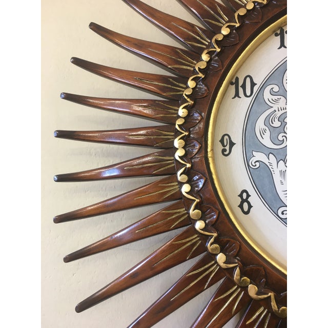 1980s Italian Wood Wall Swacth Clock Handcrafted From Tuscania For Sale - Image 4 of 11