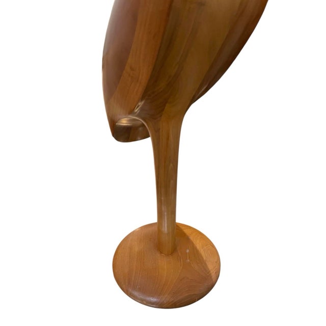 2000 - 2009 Mid-Century Modern Vintage Hand-Carved Teak Wood Crane Shorebird Sculpture – 37" For Sale - Image 5 of 12