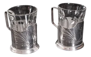 1950s Vintage Silverplate Podstakannik Cups- a Pair