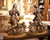 Full of movement and devotional expression, this impressive pair of antique religious sculptures depicts two adoring...