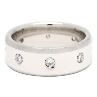 0.32ctw Diamond Wide Concave Band Ring, Platinum, Ring Size 6 For Sale