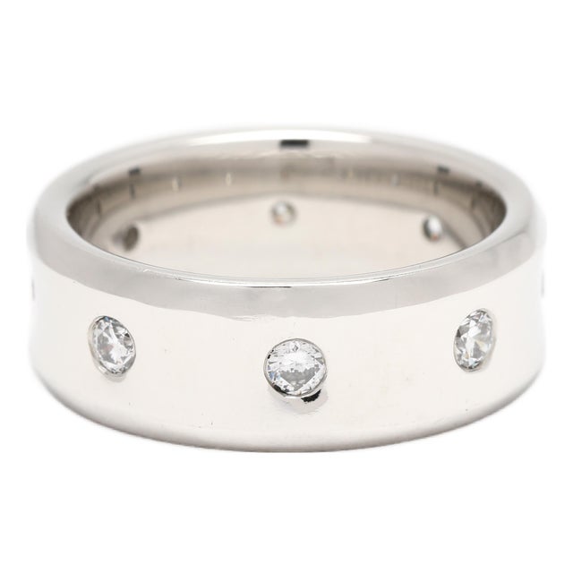 0.32ctw Diamond Wide Concave Band Ring, Platinum, Ring Size 6 For Sale