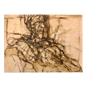 Claude Weisbuch, French 1961 "Clown a La Colerette" Figurative Expressionist Oil Painting