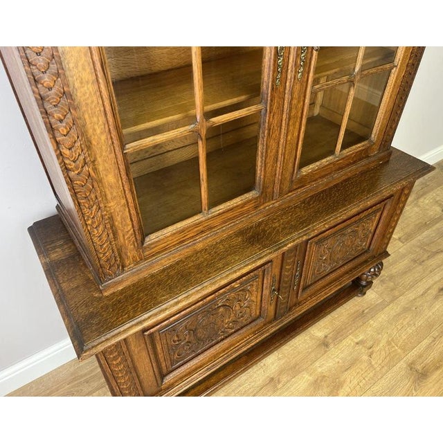 Vintage French Oak Glazed Display Cabinet For Sale - Image 9 of 14