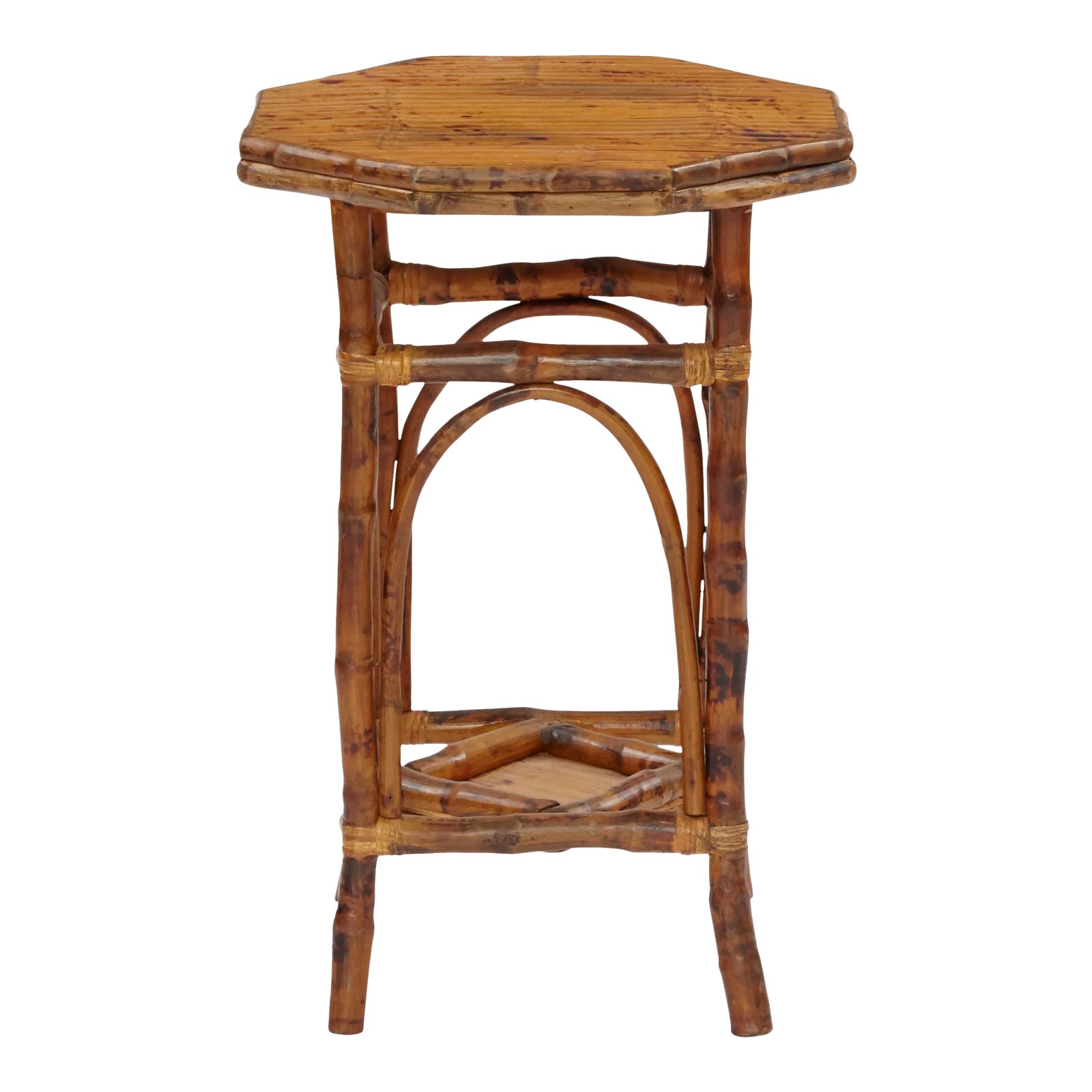 Octagon Side Table, Brown, Rattan | Chairish