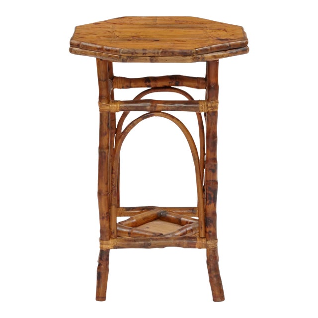 Octagon Side Table, Brown, Rattan Chairish