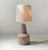 Sgraffito geometrically executed ceramic table lamp in earthy/brown tones. Made by fratelli fanciullacci in italy during...