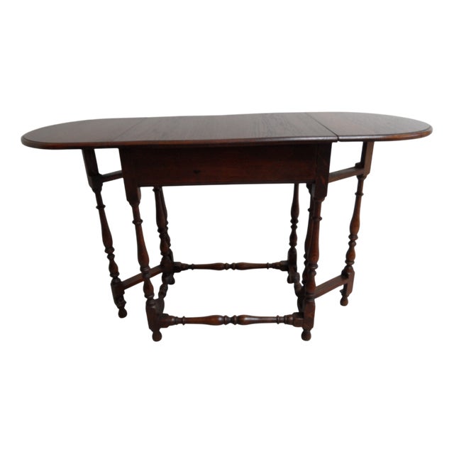 Antique Oak Dropleaf Side Table, 1890s For Sale