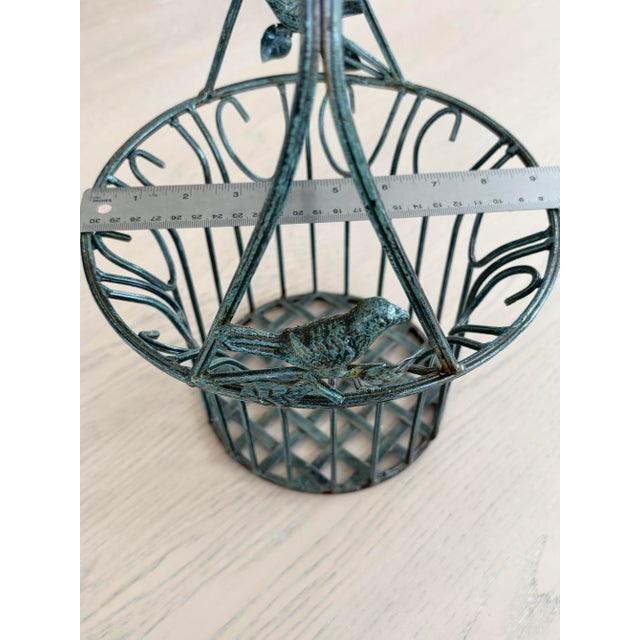 Verdigris Garden Basket - Planter Vintage Verdigris Iron With Birds For Sale - Image 8 of 12
