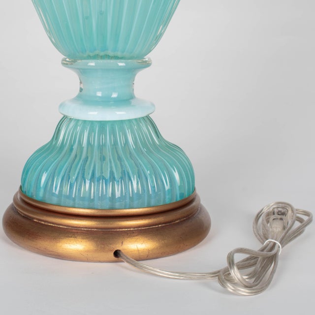 Aqua Blue Murano Glass Lamp by Archimede Seguso for Marbro, Italy 1950s For Sale - Image 13 of 13