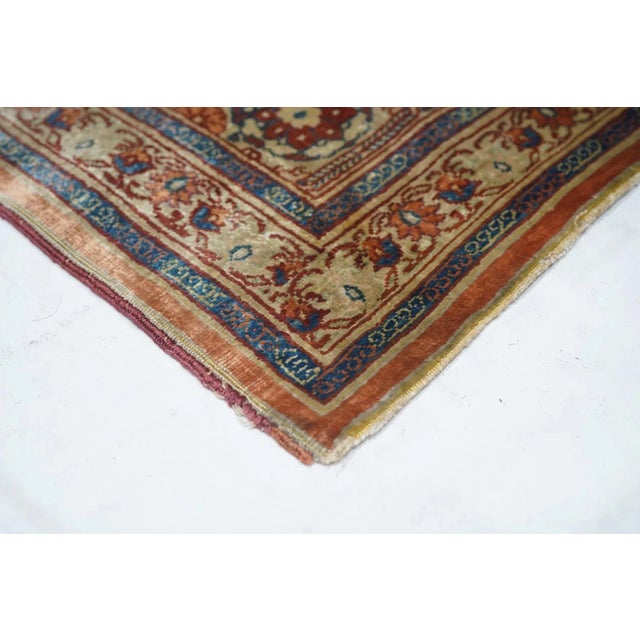 Ecru Antique Silk Tabriz Rug 3'9'' X 5'8'' For Sale - Image 8 of 12