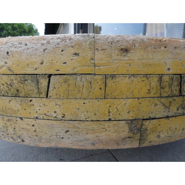 Vintage Industrial Gear Mold – Patinated Wood Sculpture From Portland Cement Factory For Sale - Image 10 of 11