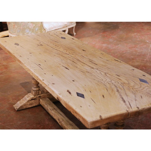 19th Century French Bleached Oak Single-Plank Refectory Table With Baluster Legs For Sale - Image 4 of 9