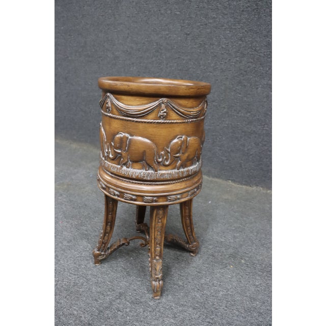 Maitland Smith Attributed Elephant Motif Metal Planter on Tripod Base For Sale - Image 9 of 9