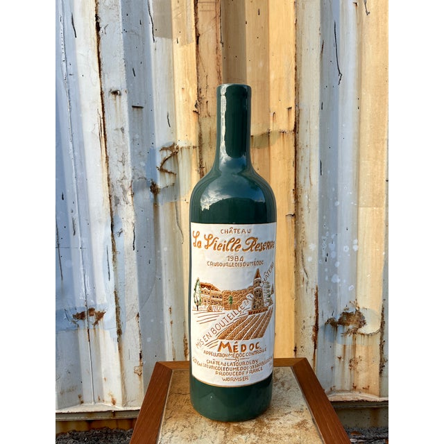 Boho Chic Vintage Decorative Ceramic Wine Bottle Chateau La Vielle Reserve. Circa 1990s For Sale - Image 3 of 13