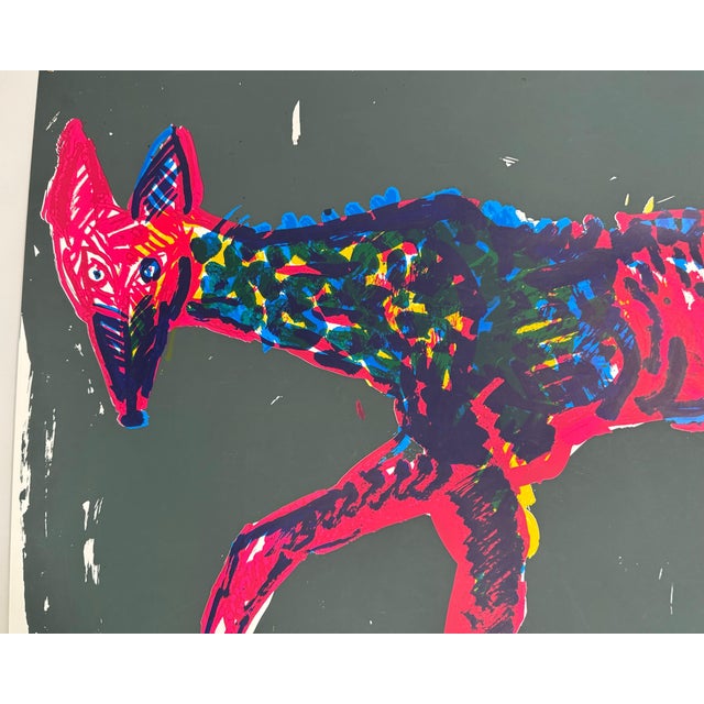 Rainer Fetting, Large German Junge Wilde Rainer Fetting Screenprint Serigraph Print Wolf Pop Art, 1984 For Sale - Image 4 of 7