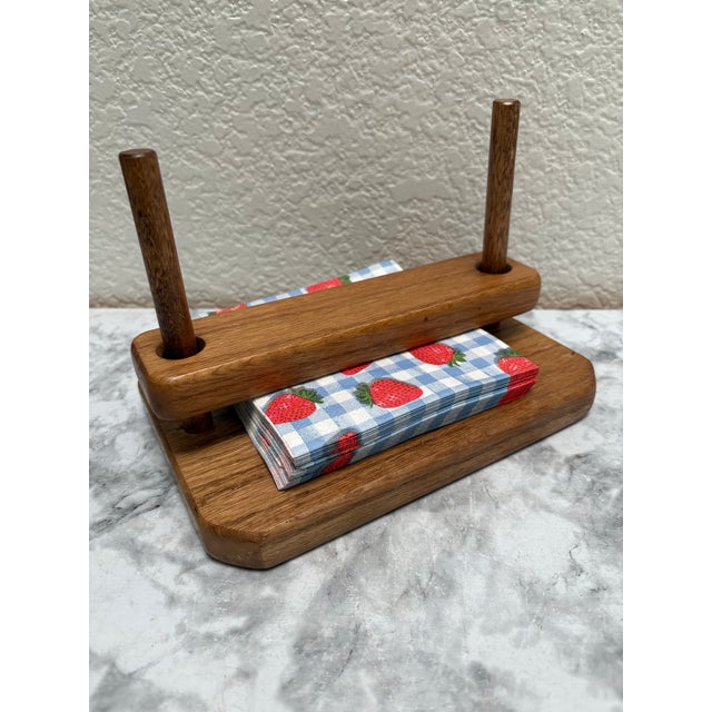 Brown Vintage 1960s70s Rustic Wood Napkin Holder For Sale - Image 8 of 8