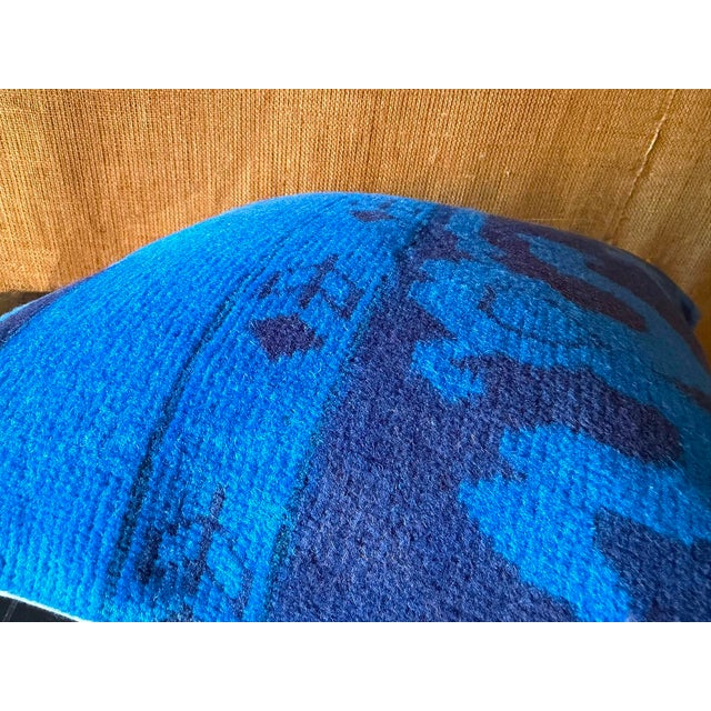 Electric Blue Vintage Turkish Rug Pillow 18x18 For Sale In Los Angeles - Image 6 of 13